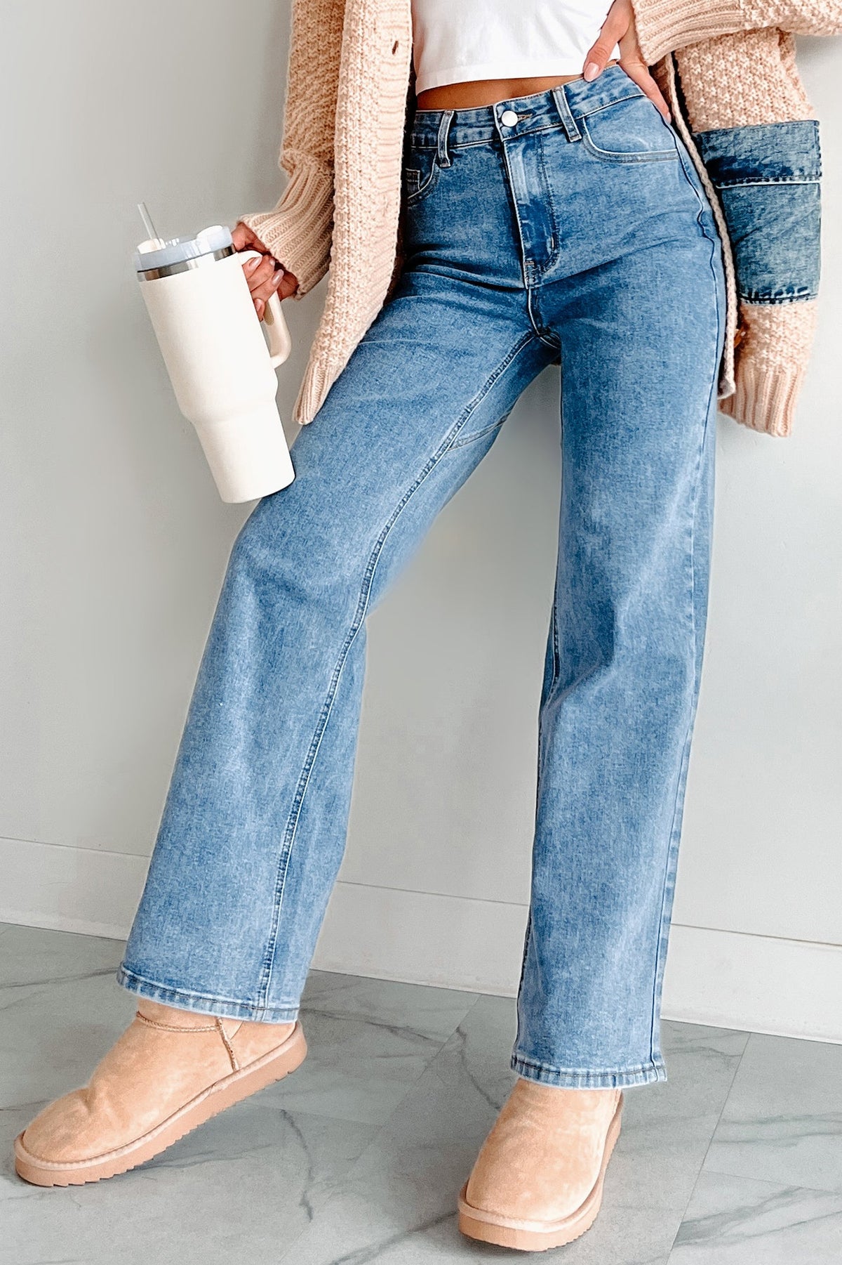 Tyelee   Original Non-Distressed Wide Leg Jeans (Medium Wash)