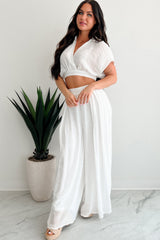 Dreamy Nights Crop Top & Wide Leg Pants Set (White)