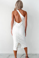 Born Extraordinary One Shoulder Cut-Out Midi Dress (White)