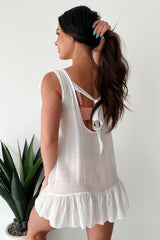 Flip-Flop Weather Linen Cover Up Dress (White)