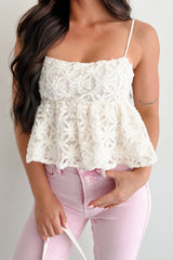 Modern Icon Textured Floral Babydoll Tank (Cream)