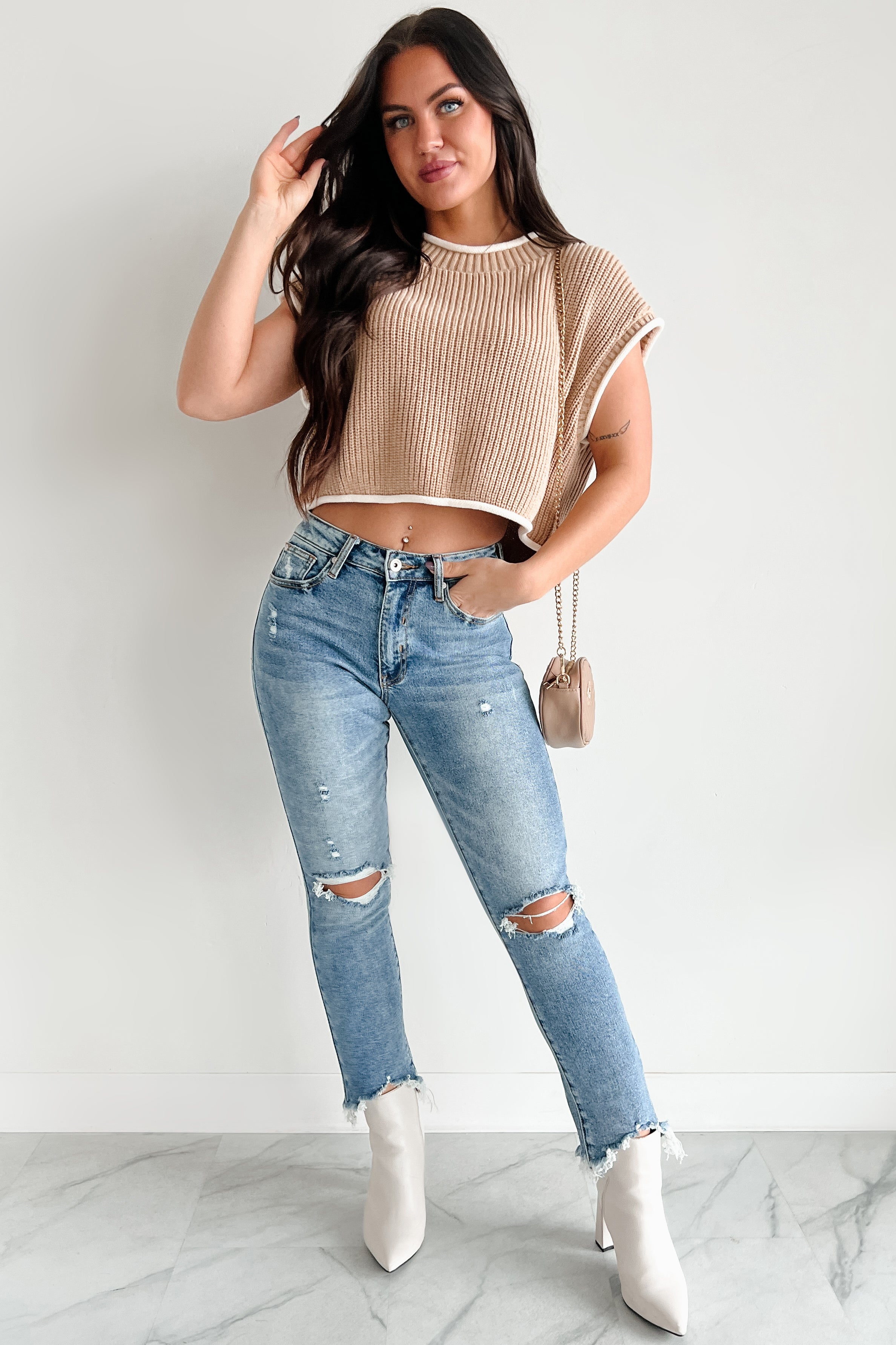 Tallie Mid Rise Distressed Slim Straight Special A Jeans (Medium Light)