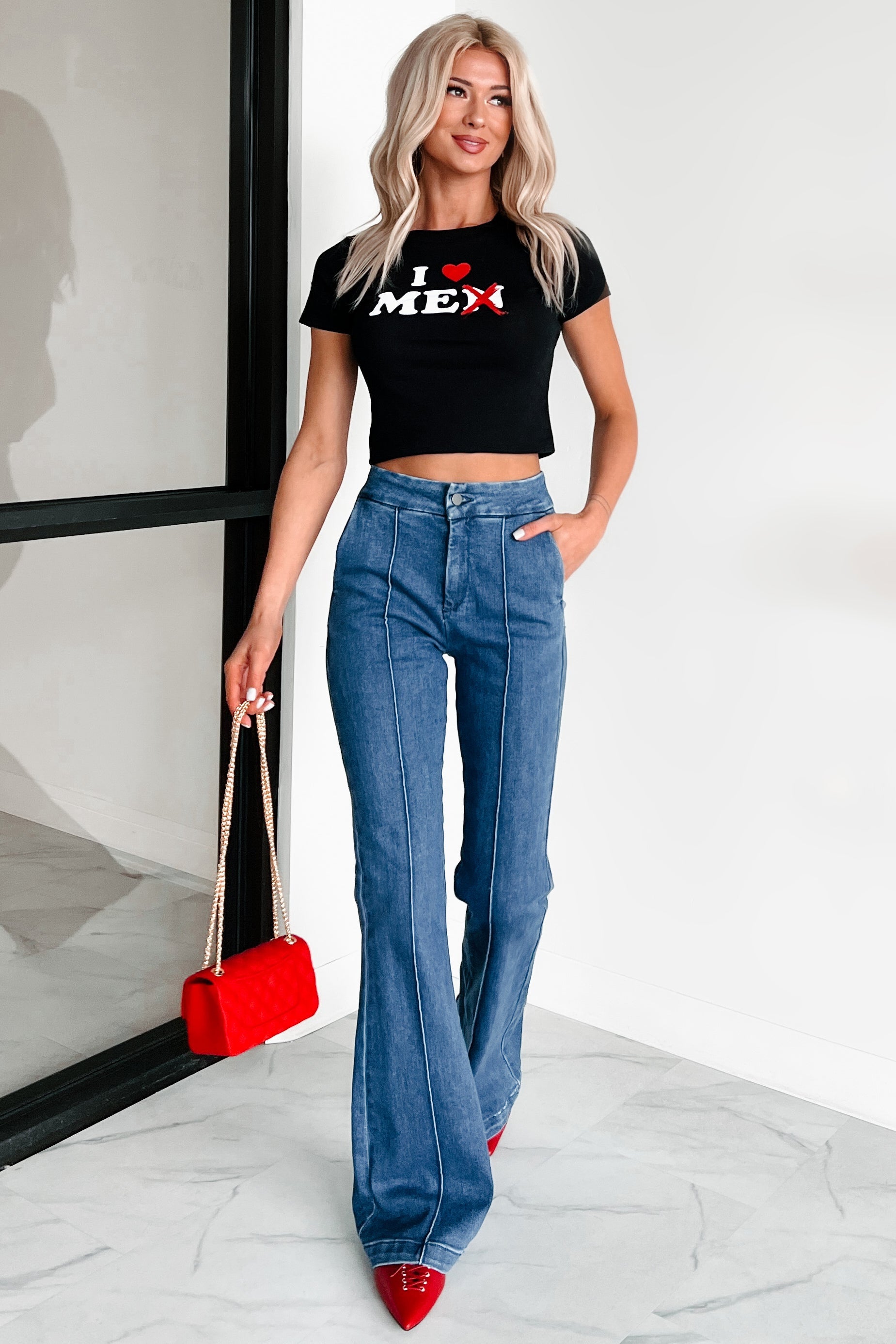 Abigail Special A High Rise Trouser Flare Jeans (Dark)