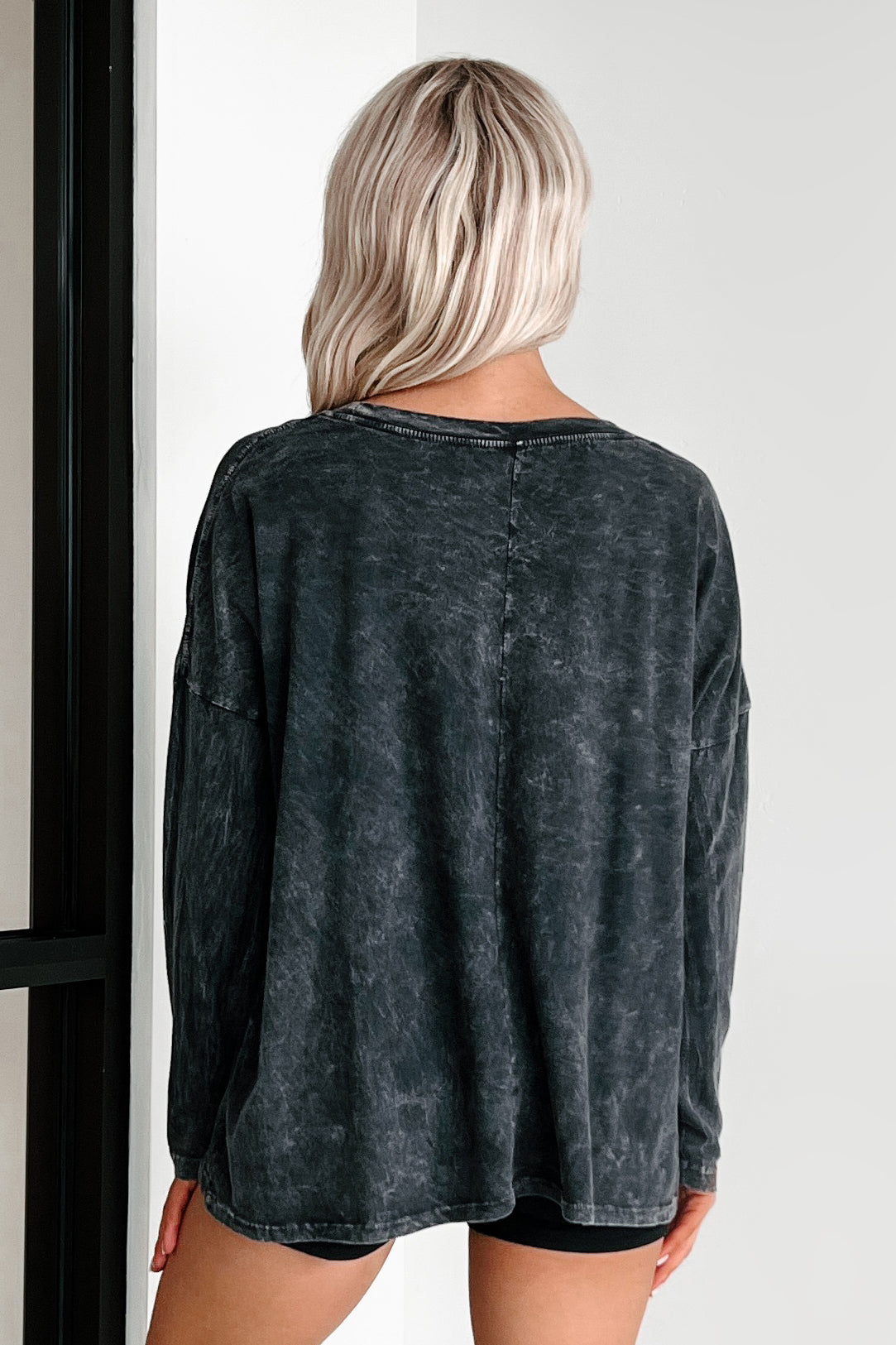 Be My "Lover" Acid Wash Graphic Top (Charcoal)