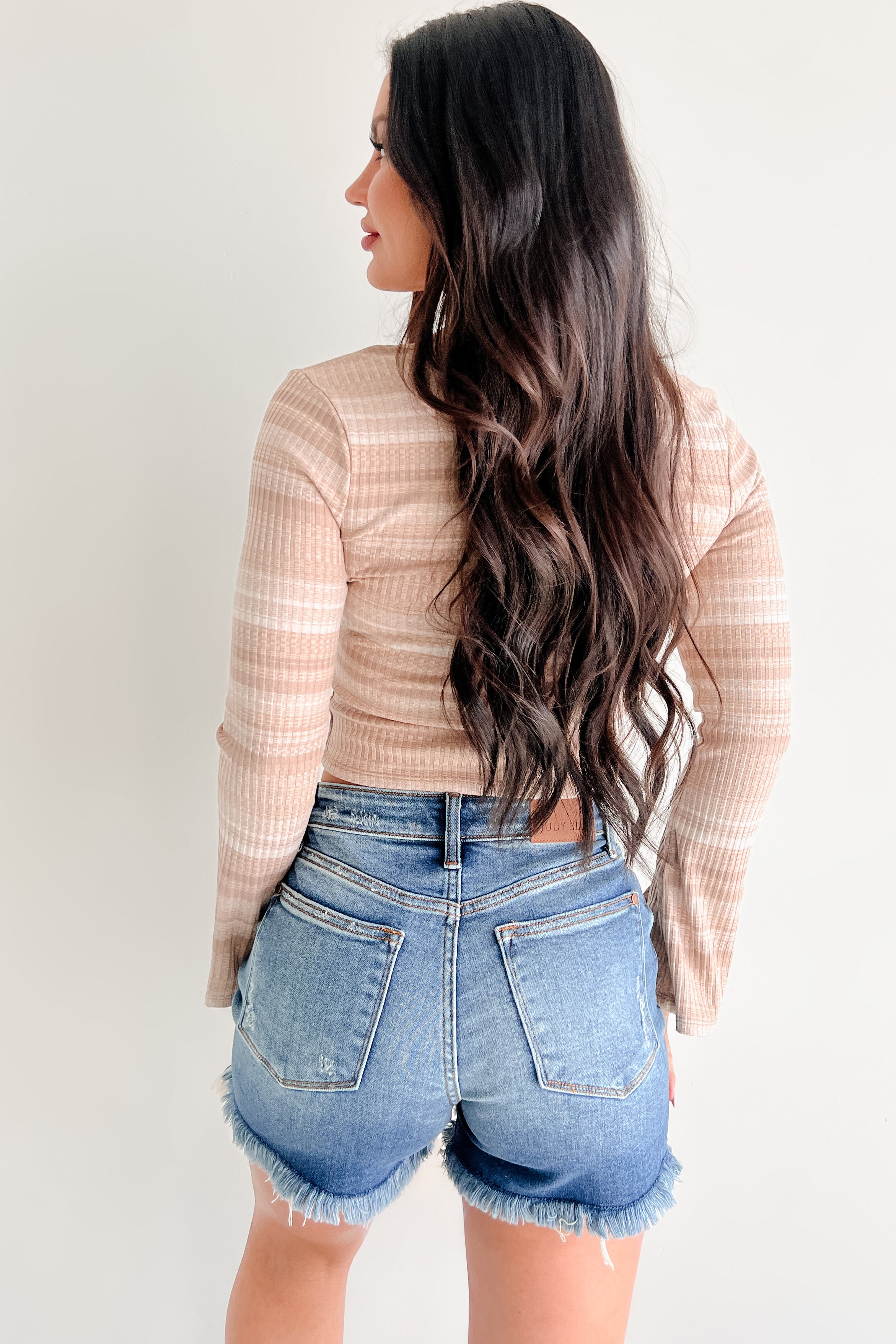 Completely Yours Striped Bell Sleeve Top (Almond)