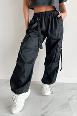 Mansel Wide Leg Cargo Pants (Black)