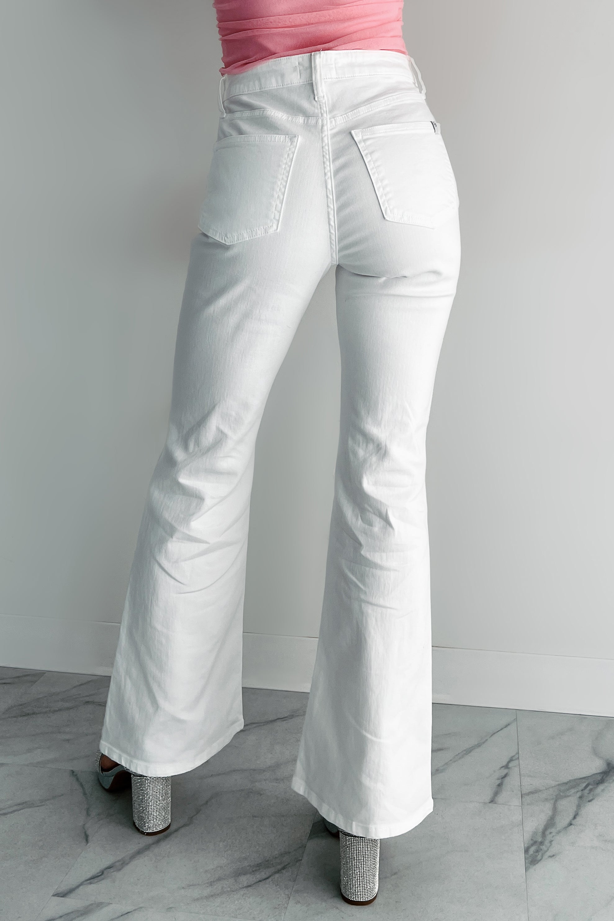Maureen Special A High Rise Distressed Flare Jeans (White)
