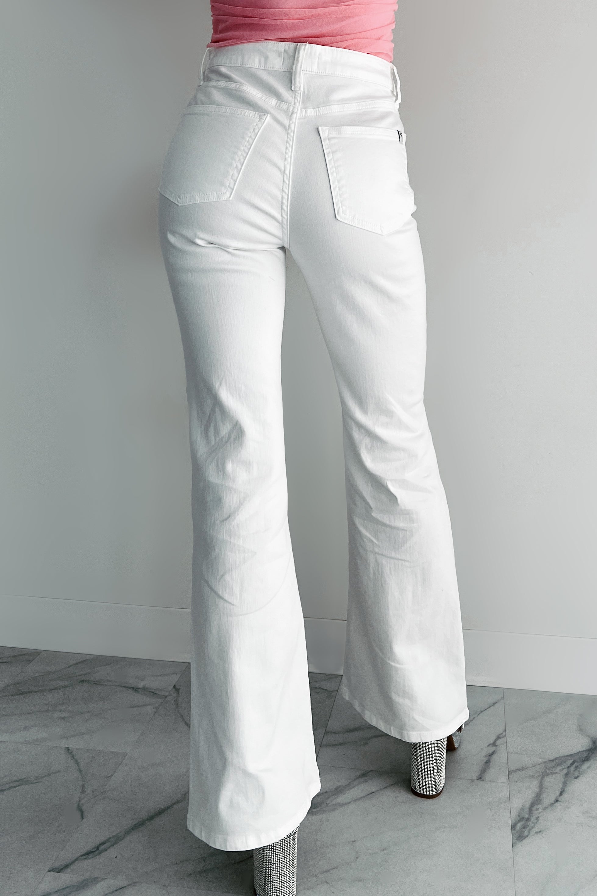 Maureen Special A High Rise Distressed Flare Jeans (White)