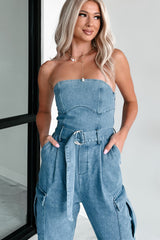 Ignite Your Passion Denim Cargo Jumpsuit (Denim)