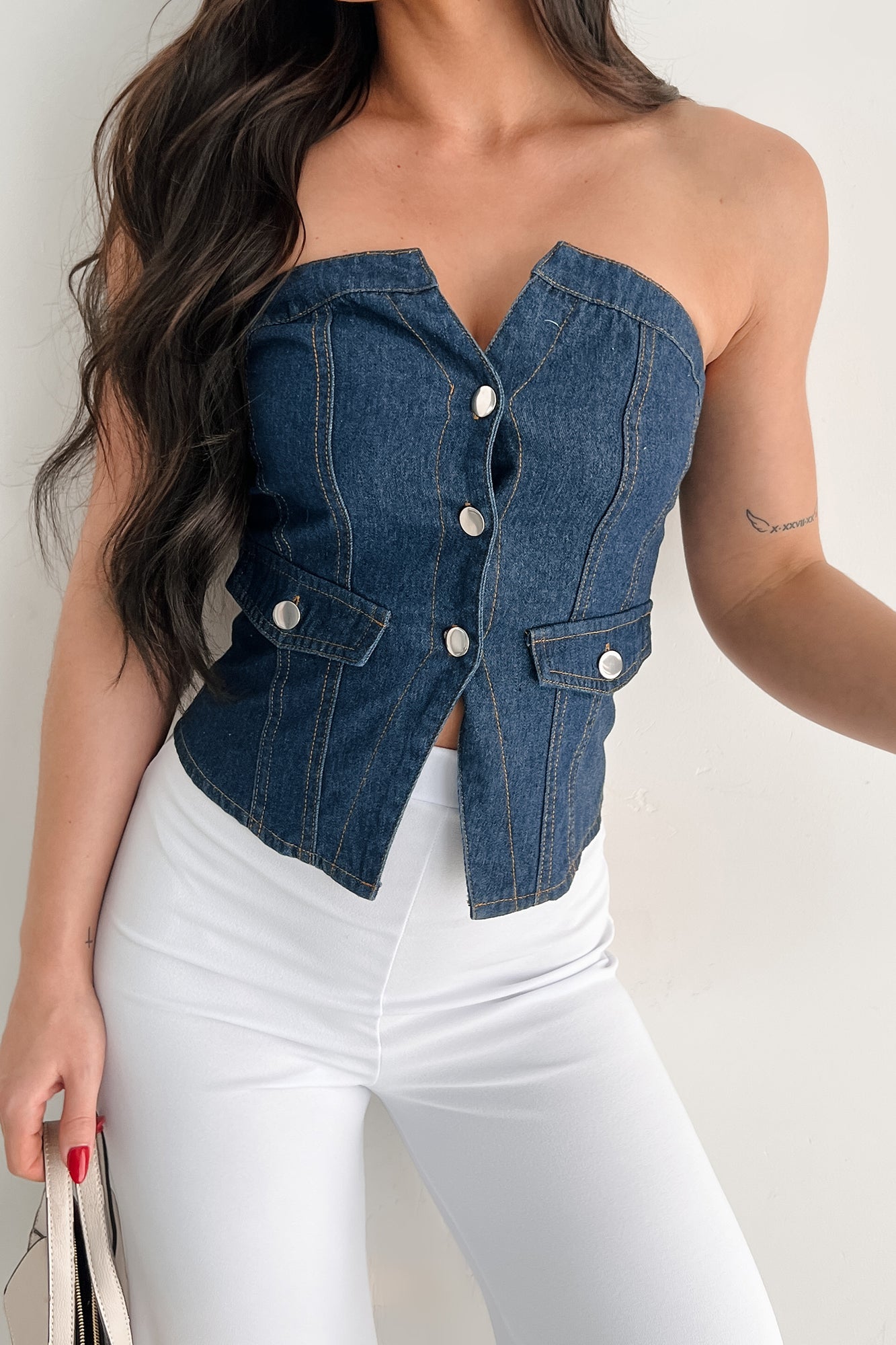 Radiate Strength Strapless Denim Top (Dark)