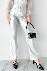 Power Hour Judy Blue High Waist Faux Leather Pants (Metallic Silver)