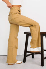 Heath Wide Leg High Rise Mica Denim Jeans (Camel)