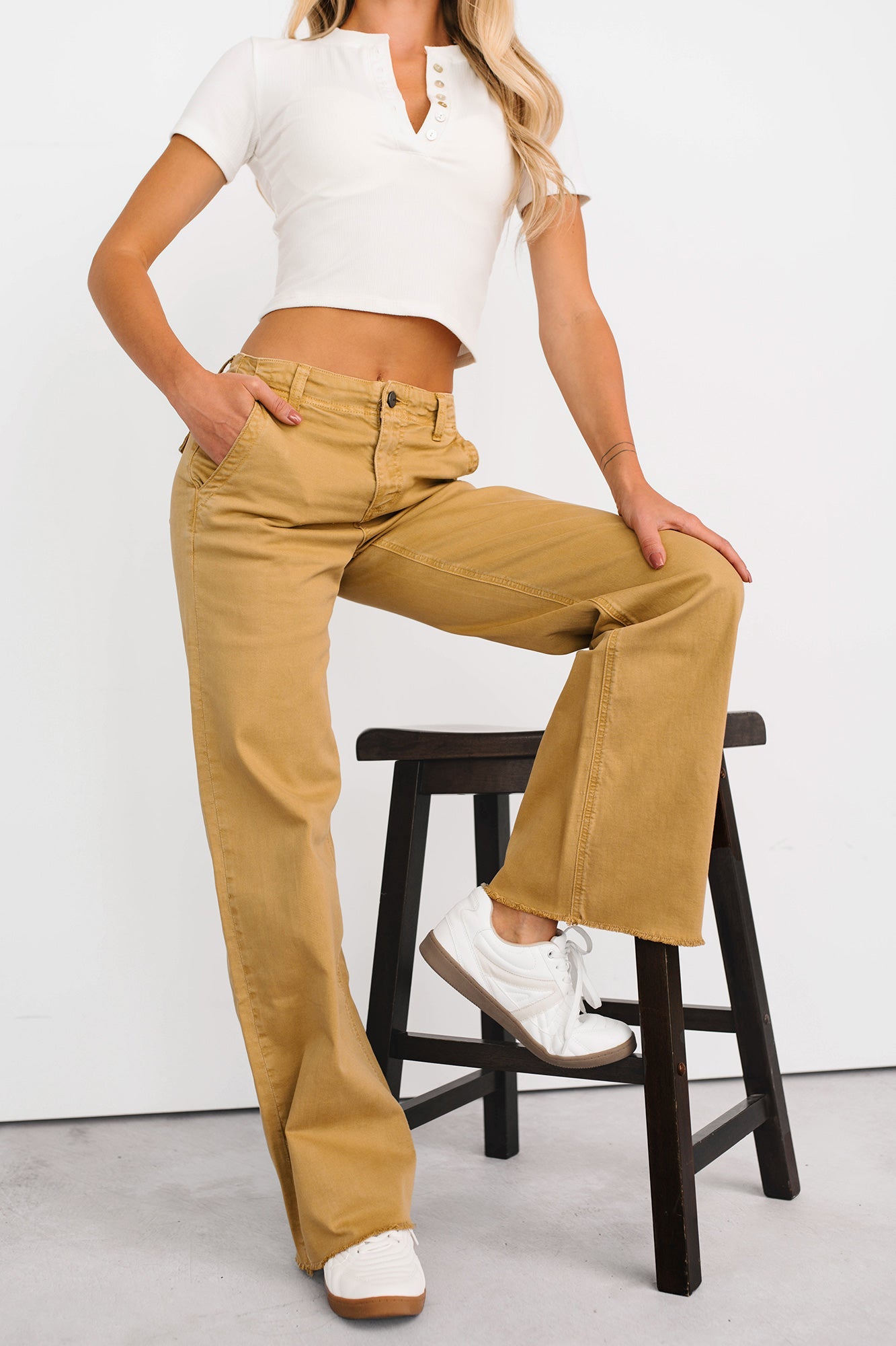 Heath Wide Leg High Rise Mica Denim Jeans (Camel)