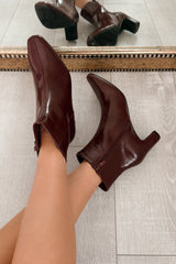 Starlet Status Glossy Pointed Toe Booties (Wine)