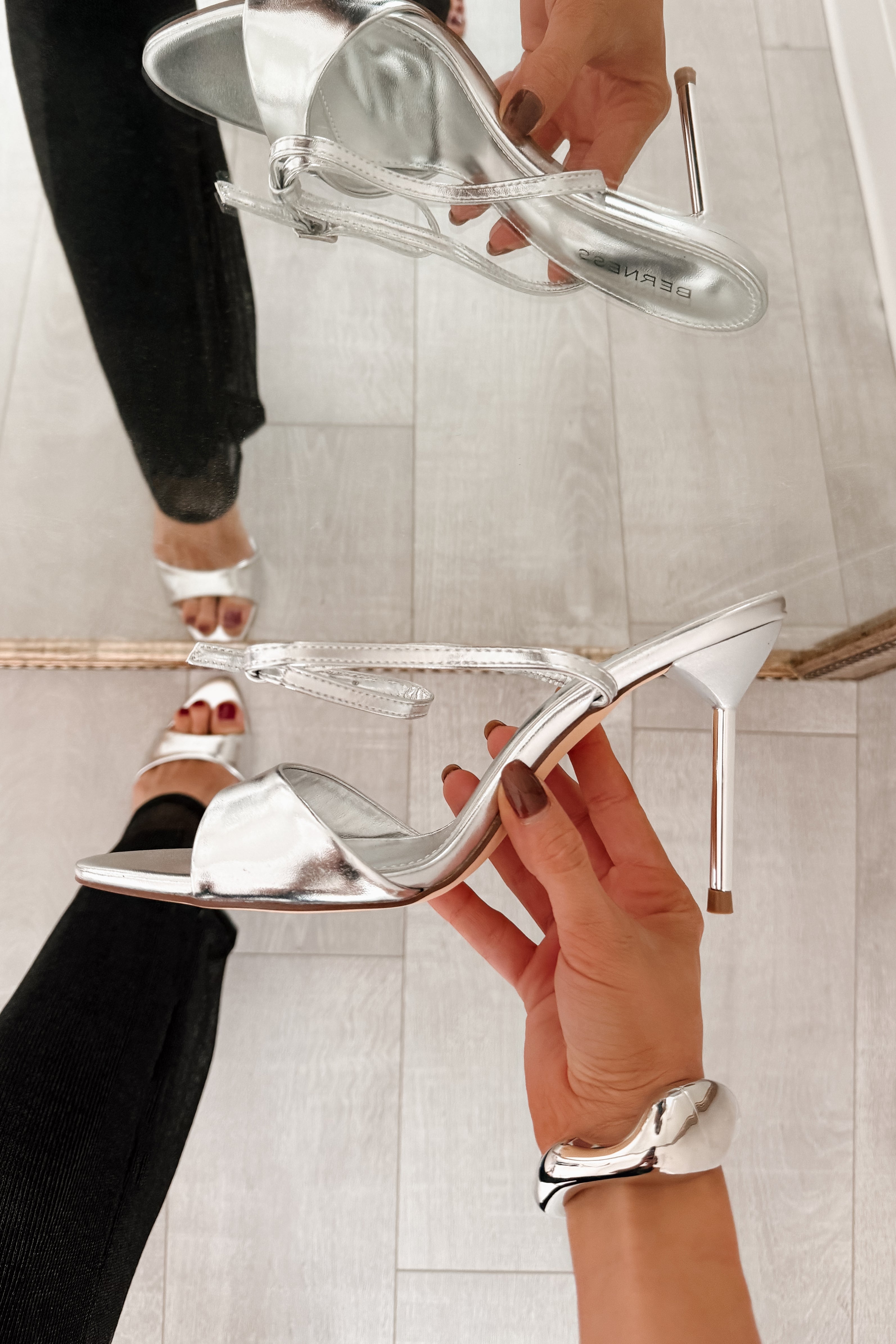 Glam Up Now Stiletto Ankle Strap Heels (Silver)