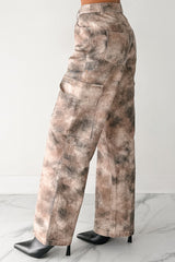 Edgy Attitude Smokey Print Cargo Jeans (Taupe Grey)