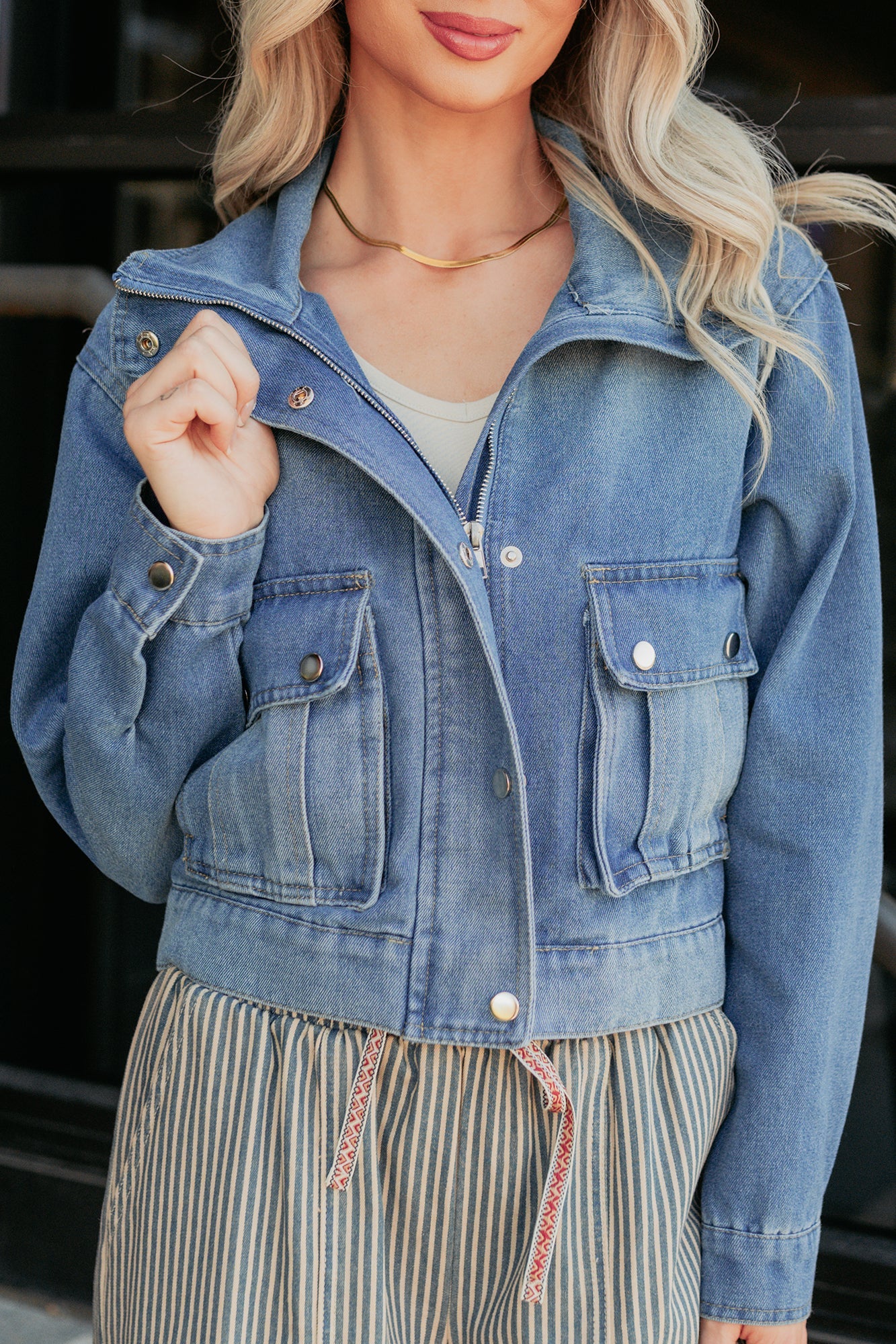 Open Days Denim Cargo Jacket (Medium)