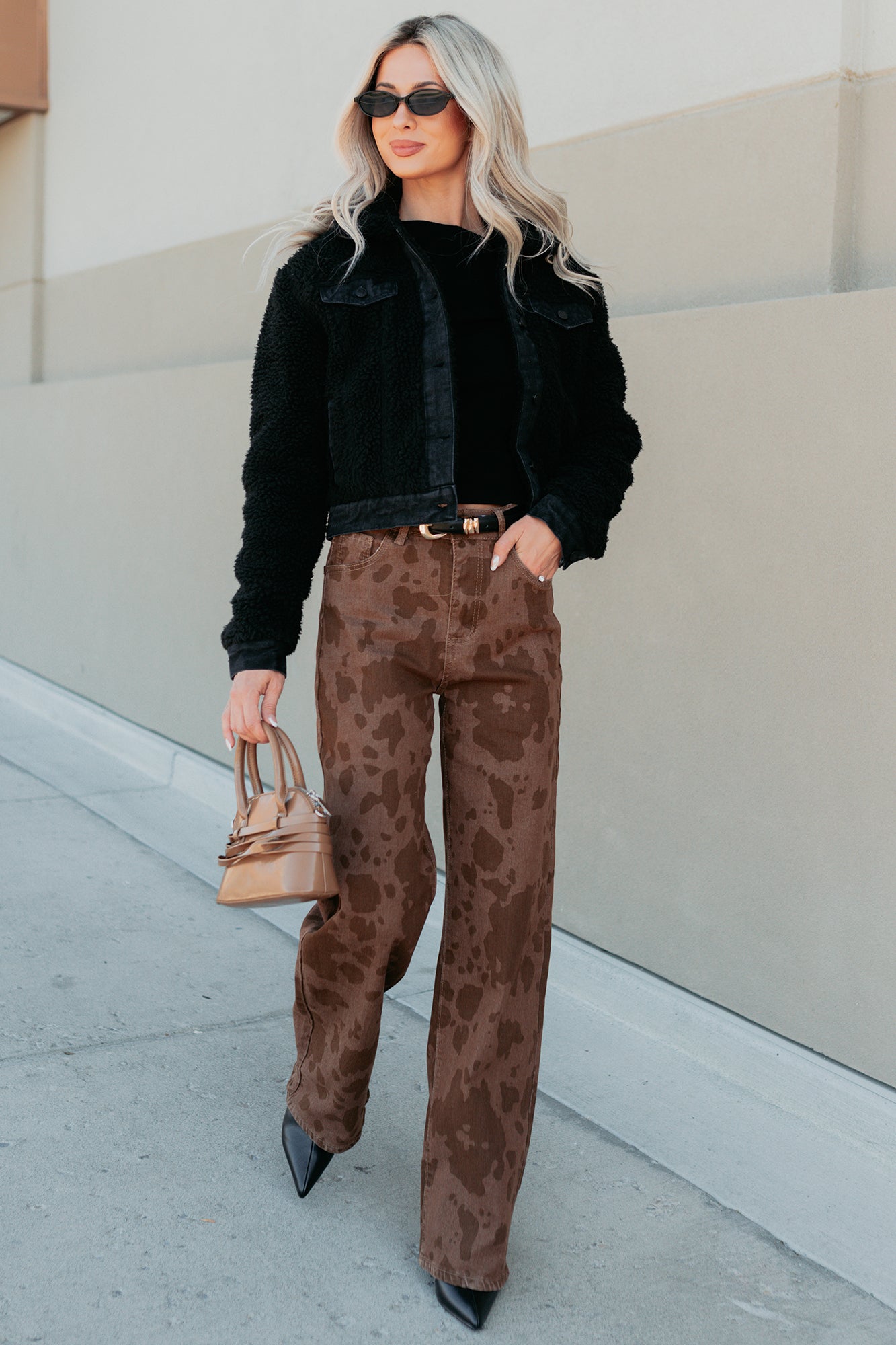 No Worries Here Sherpa Crop Kancan Jacket (Black)