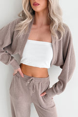 Lounge Cloud Ribbed Long Sleeve Shrug (Mocha)