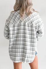 Laid Back Life Plaid Long Sleeve Shacket (Heather Grey)