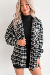 Laid Back Life Plaid Long Sleeve Shacket (Black)