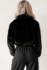 Radiance Rule Faux Fur Cropped Jacket (Black)
