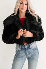Strong Season Faux Fur Collared Jacket (Black)