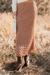 Polished Ease Textured Lace Maxi Skirt (Tan)