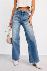 Zari High Rise Straight Leg Mica Denim Jeans (Medium)