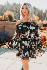 Chic Reign Off The Shoulder Mini Dress (Black Combo)