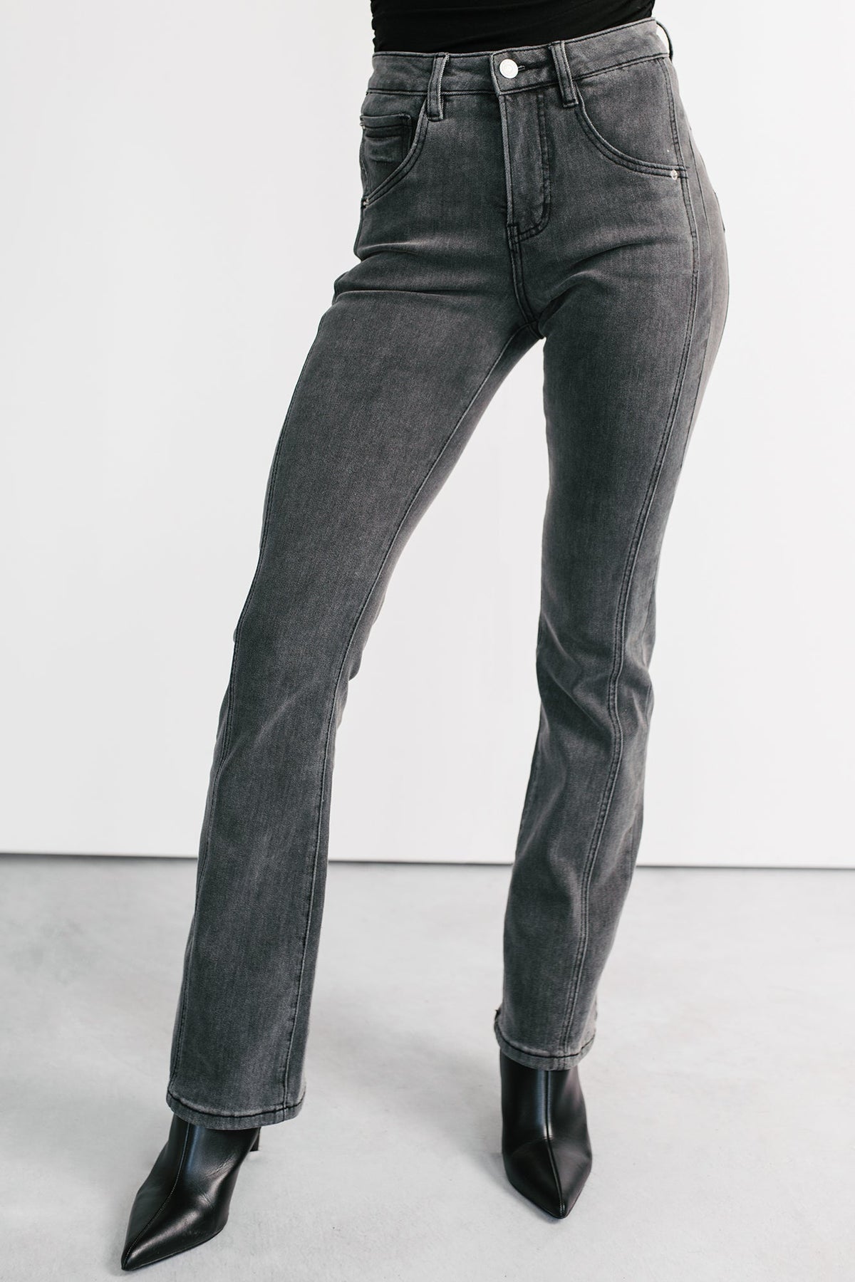 Gentry High Rise Bootcut Mica Denim Jeans (Black)