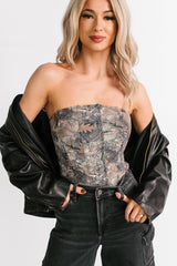 Cabin Moments Strapless Corset Top (Camo)