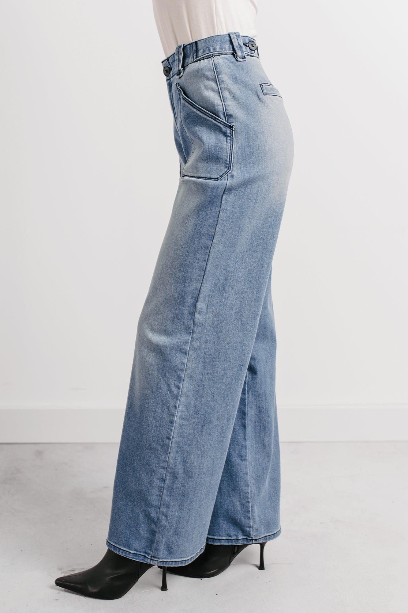 Betty Non-Distressed High Rise Wide Leg Sneak Peek Jeans (Medium Light)
