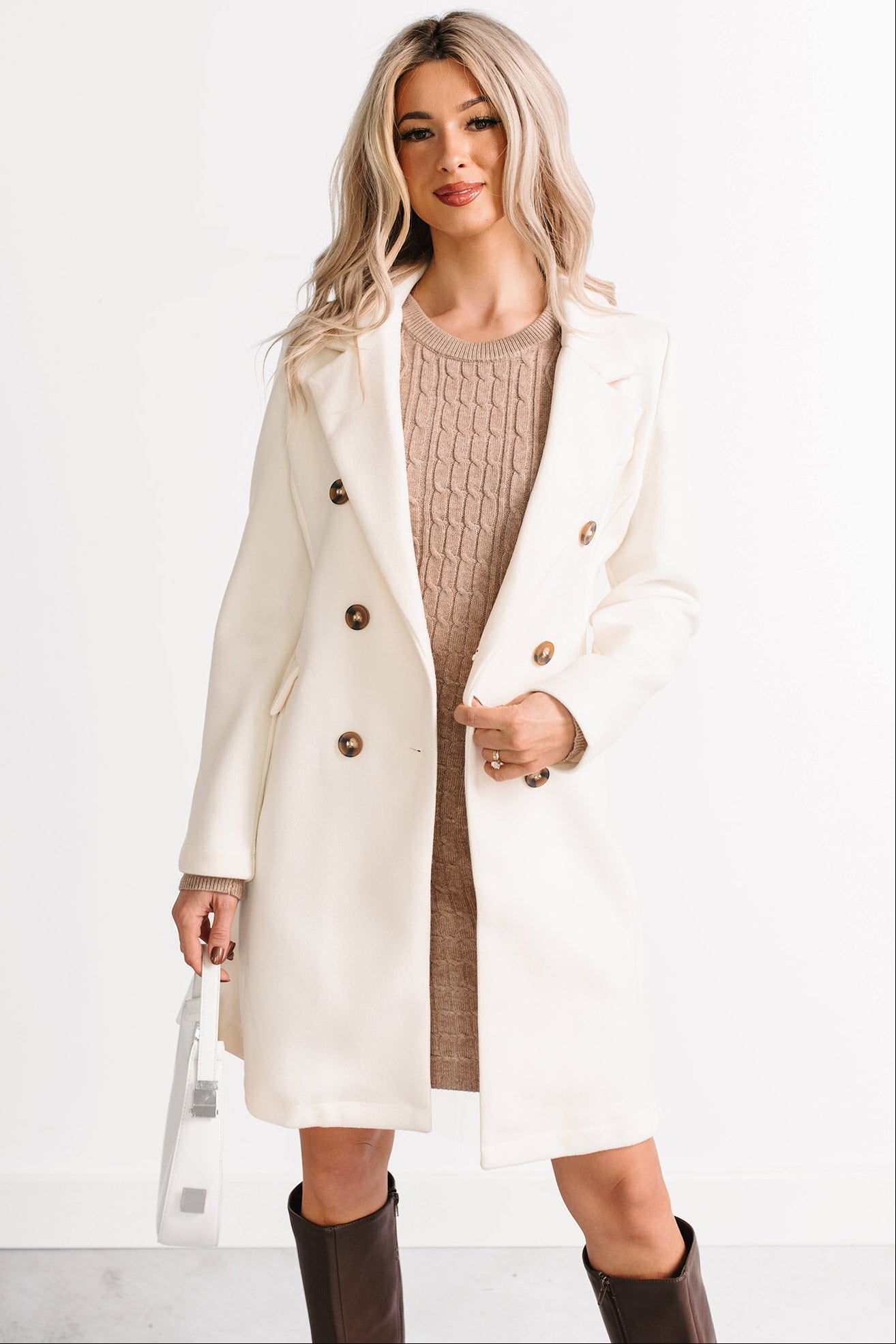 Downtown Drift Button Up Lightweight Coat (Ivory)