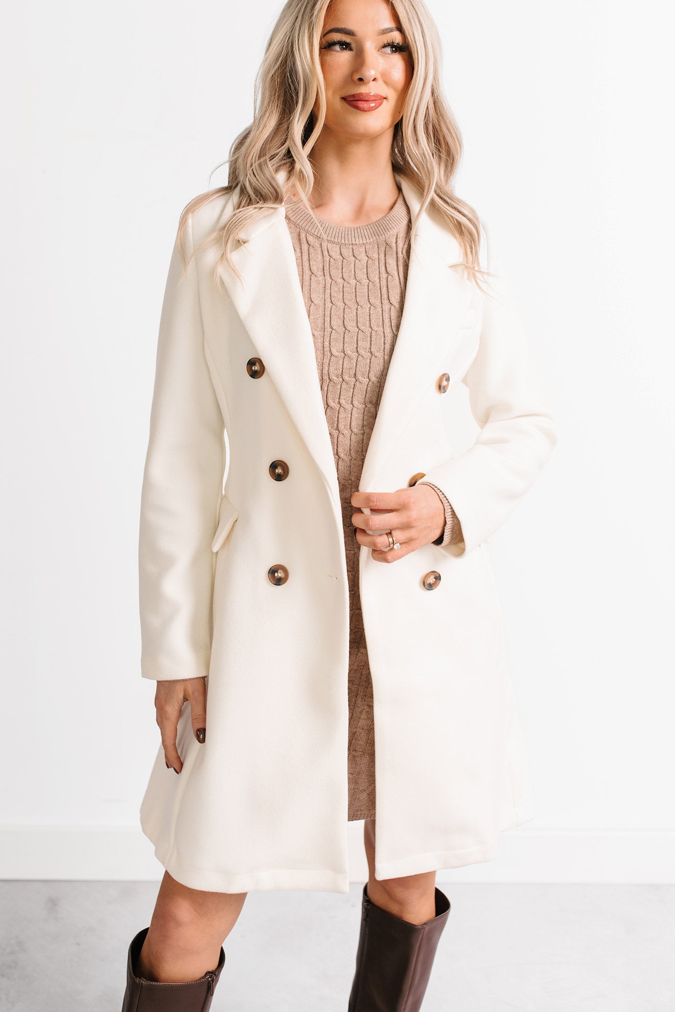 Downtown Drift Button Up Lightweight Coat (Ivory)