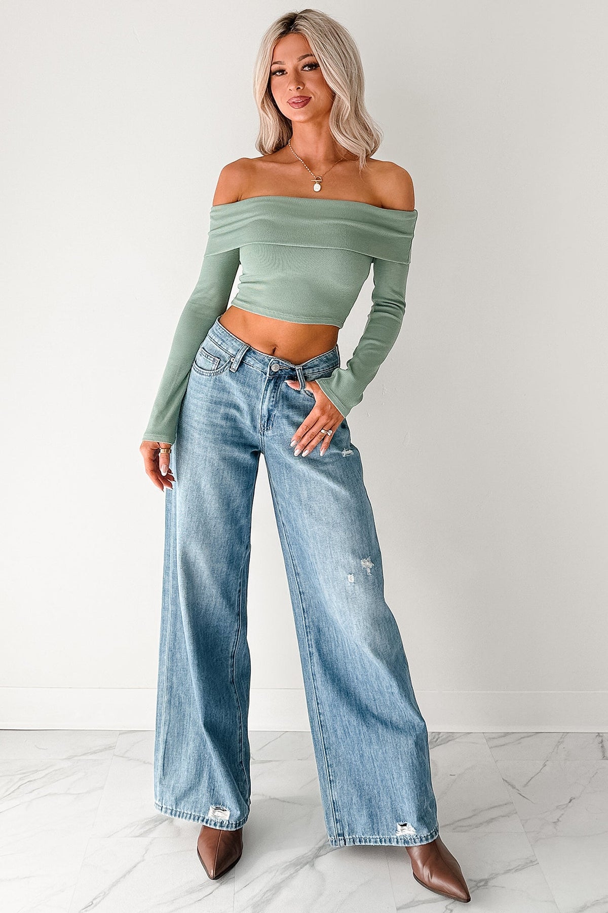 Jillian High Rise Wide Leg Mica Denim Jeans (Le Bleu)