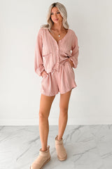 Sweet & Steady Cable Knit Cardigan Set (Dusty Pink)