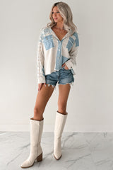 Bold Agenda Denim Corduroy Mix Shacket (Light Blue)