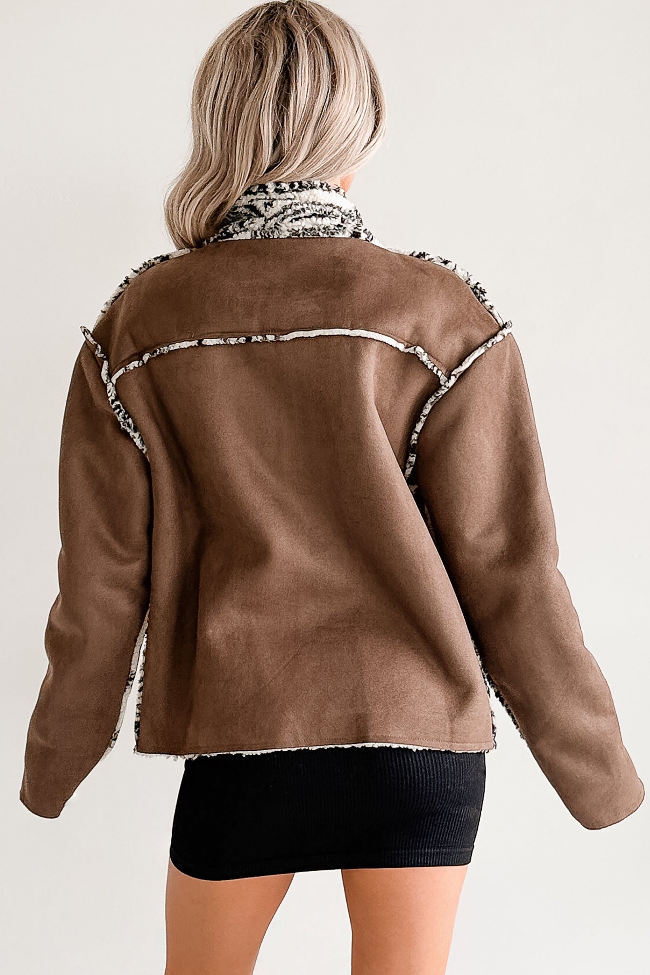 Easy Enough Sherpa & Suede Jacket (Chocolate)
