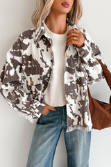 Cowgirl Spirit Oversized Raw Hem Shacket (Taupe Cow)