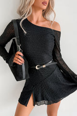 Doll Behavior One Shoulder Mini Dress (Black)