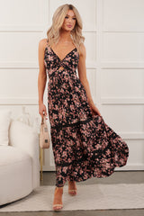 Love Habits Sleeveless Floral Maxi Dress (Black)