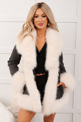 Ever So Chic Fur Trim Denim Jacket (Washed Black)