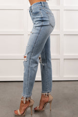 Lawrence Ripped Mica Denim Crop Jeans (Lunaria)