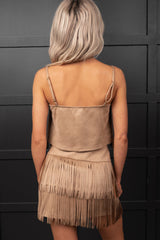 Prairie Princess Faux Suede Fringe Detail Set (Taupe)