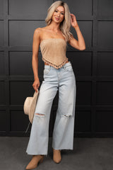 Vivienne Wide Leg Ripped Hidden Jeans (Light)
