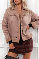 Keep Me Close Faux Suede Sherpa Lined Jacket (Dark Mauve)