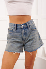 Saint High Rise Raw Hem Denim Shorts (Vintage Light)