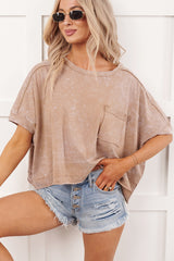 Kendrick Acid Wash Crop Top (Taupe)