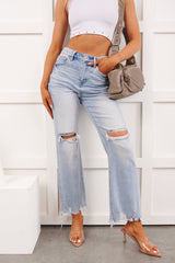 Randall Distressed Mica Denim Jeans (Ice Blue)